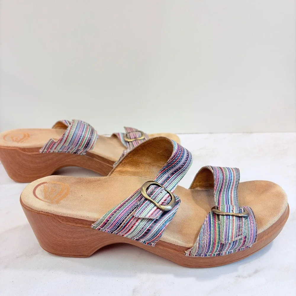 Boho Retro Wedge Sandals Striped Buckle Dansko Women Multi EU 4 / US 10.5